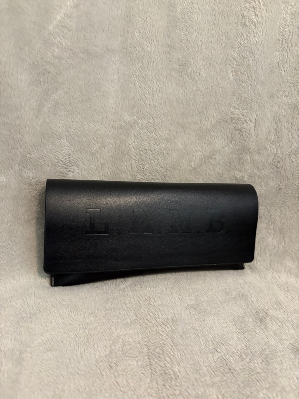 L.A.M.B. Black Embossed Foldover Leather eye glass case